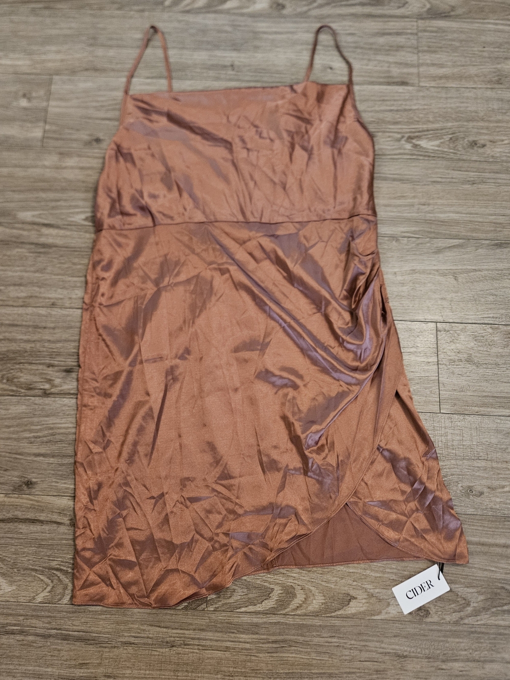 NWT Cider‎ 3XL Copper-Rust Satin Asymmetrical Slip Dress
